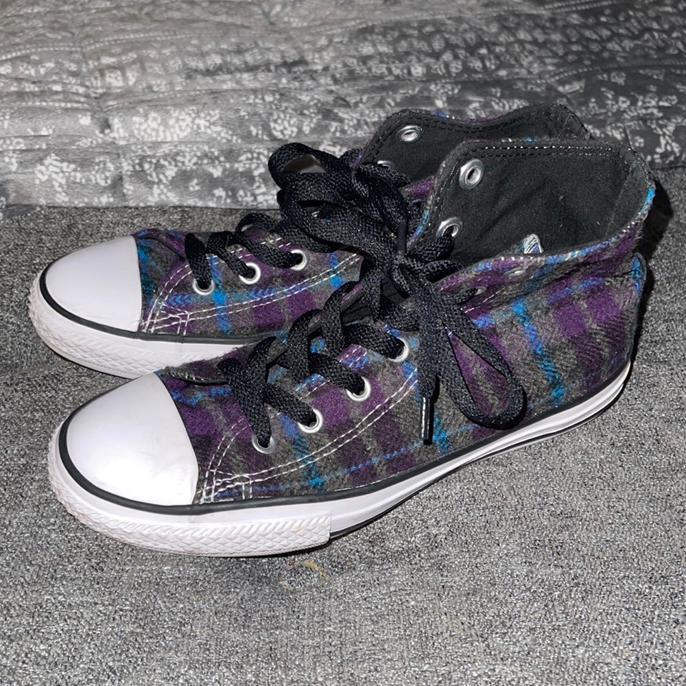 Junior Converse Plaid Felt High Tops sz 3